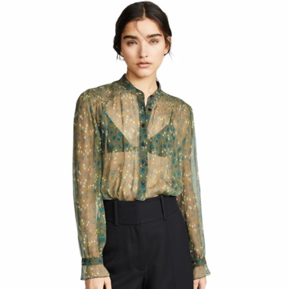 Rag & Bone Susan Sheer 100% Silk Blouse